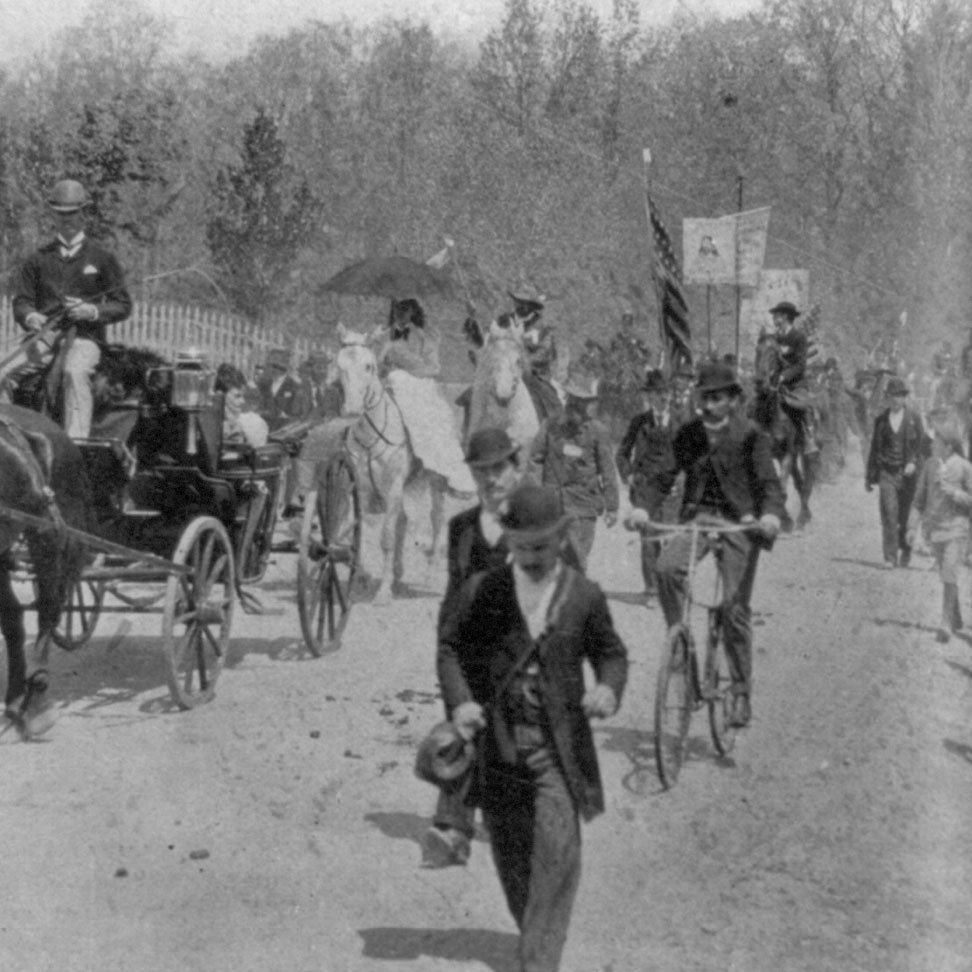 Coxey at the Capitol. The Commonweal Army leaving Brightwood Camp.